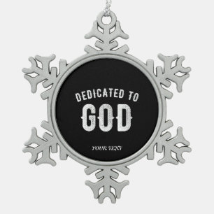 BESTIMMT AUF GOTT KUNSTBAR COOL WEISS TEXT SCHNEEFLOCKEN Zinn-Ornament