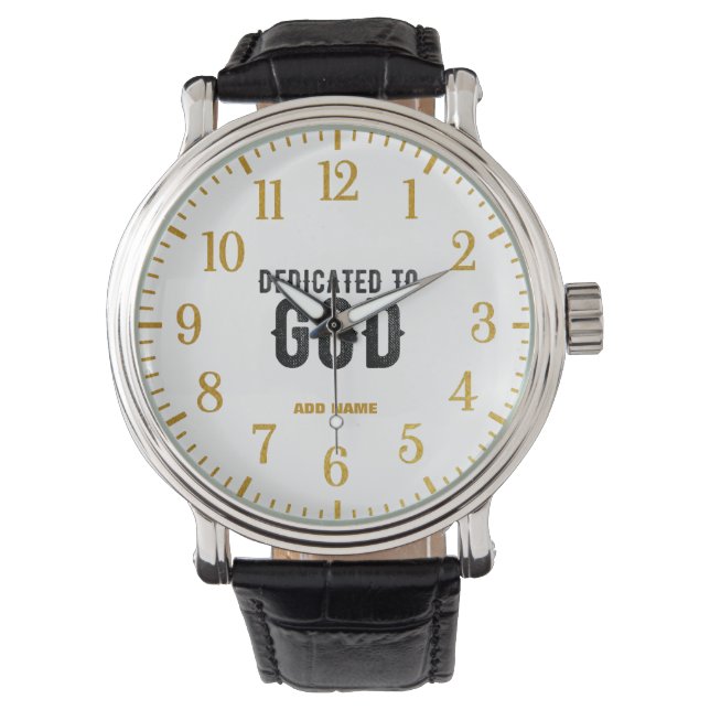 BESTIMMT AUF GOTT-KUNSTBARE COOLE SCHWARZE TEXT ARMBANDUHR (Vorderseite)