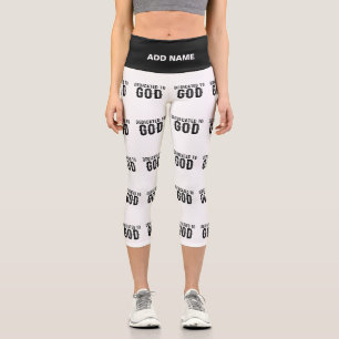 BESTIMMT AUF GOTT-KUNSTBARE COOLE SCHWARZE TEXT CAPRI LEGGINGS