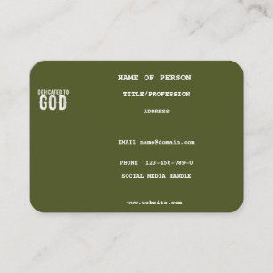 BESTIMMT FÜR GOD COOL ARMY GREEN CUSTOM WHITE TEXT VISITENKARTE