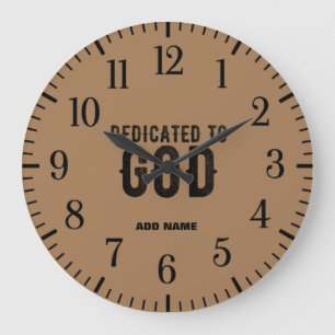 BESTIMMT FÜR GOD CUSTOM BROWN COOLE SCHWARZE TEXT GROßE WANDUHR
