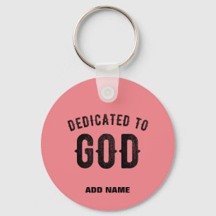 BESTIMMT FÜR GOD SALMON PINK CUSTOM SCHWARZ TEXT SCHLÜSSELANHÄNGER