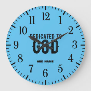 BESTIMMT FÜR GOTT KUNSTBLAUE COOL BLUE BLACK TEXT GROßE WANDUHR