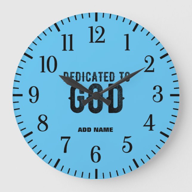 BESTIMMT FÜR GOTT KUNSTBLAUE COOL BLUE BLACK TEXT GROßE WANDUHR (Vorderseite)