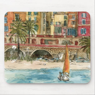 Bestimmungsorte Watercolor-Strand u. Gebäude Mousepad