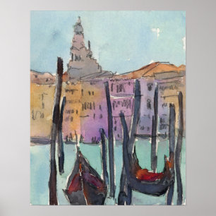 Bestimmungsorte   zwei Gondeln in Venedig-Skizze Poster
