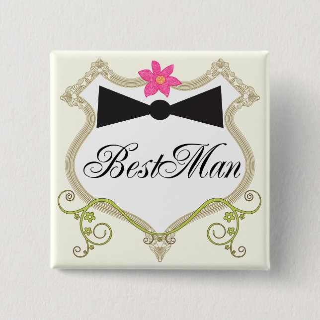 BestMan BowTie Wedding Abzeichen Button (Vorderseite)