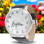 Bestman Schwarz-weiß Wedding Armbanduhr<br><div class="desc">Trauzeuge Schwarz-weiße Hochzeitschau. Karo unten in unserer Shop-Kollektion für passende Artikel.</div>