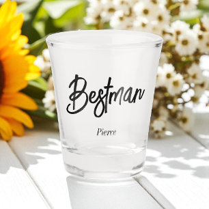 Bestman Schwarz-weiß Wedding Schnapsglas