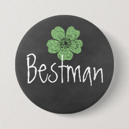 Bestman Wild Green Rose Chalkboard Button
