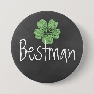 Bestman Wild Green Rose Chalkboard Button
