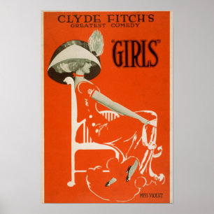 Bestste Komödie Clydes Fitchs, "Mädchen-" Theater Poster