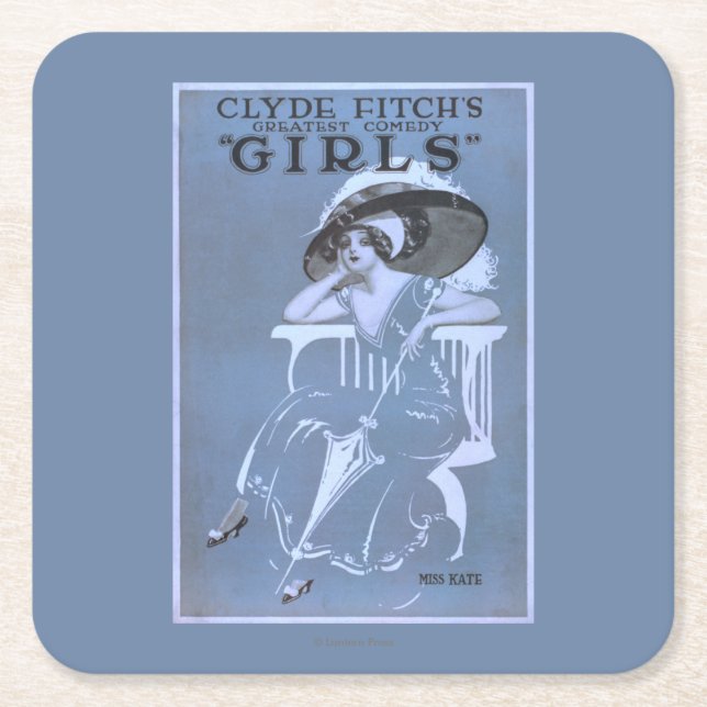 Bestste Komödie Clydes Fitchs, "Mädchen-" Theater Rechteckiger Pappuntersetzer (Vorderseite)