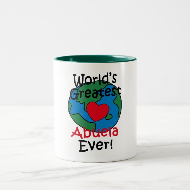 Beststes das Abuela der Welt Herz Zweifarbige Tasse (Mittel)