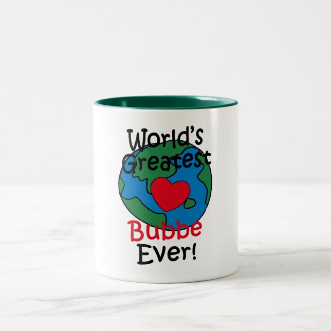 Beststes das Bubbe der Welt Herz Zweifarbige Tasse (Mittel)