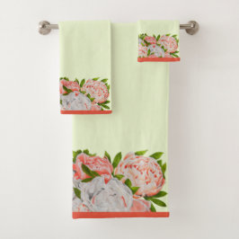 Bestückte Peonies auf einem Badetuch-Set Badhandtuch Set