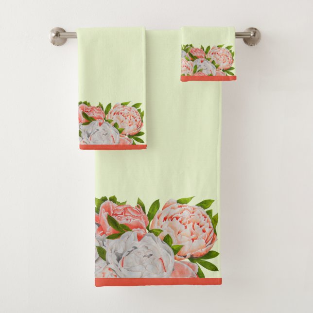 Bestückte Peonies auf einem Badetuch-Set Badhandtuch Set (Insitu)