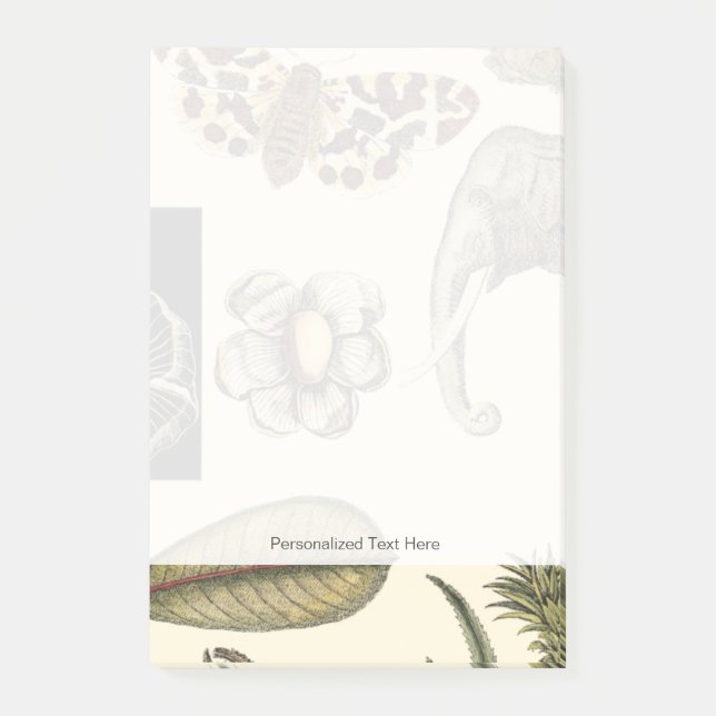 Bestückte Tiere auf Creme-Hintergrund gemalt Post-it Klebezettel (Vorderseite)