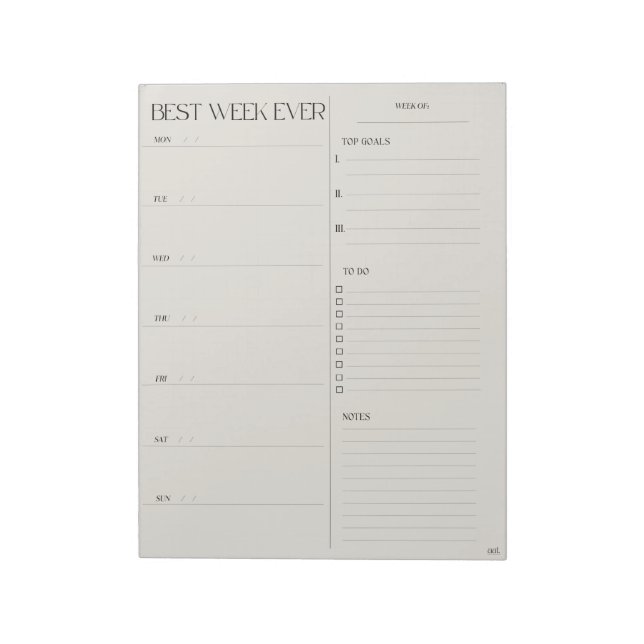 Bestwochenplaner - MONDAY START Notizblock (Rotiert)