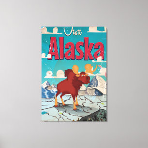 Besuch Alaska Cartoon Vintage Poster Leinwanddruck