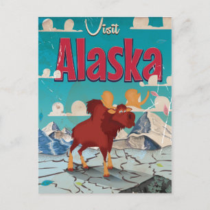 Besuch Alaska Cartoon Vintage Poster Postkarte