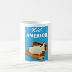 Besuch America Retro Altes Reiseplakat Kaffeetasse