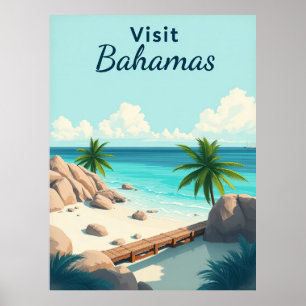 Besuch Bahamas Vintage-Illustration Poster