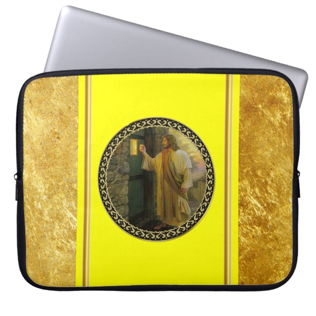 Besuch bei Morgengrauen Jesus klopfen an einer rus Laptopschutzhülle (Vorderseite)