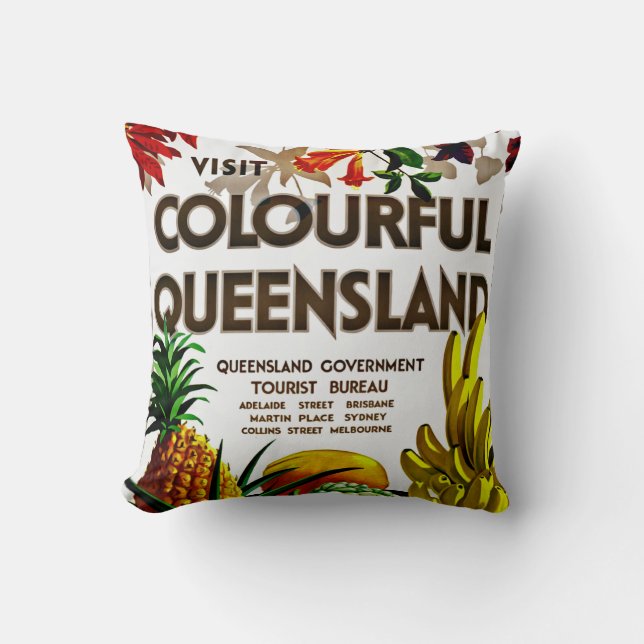 Besuch buntes Queensland Kissen (Vorderseite)
