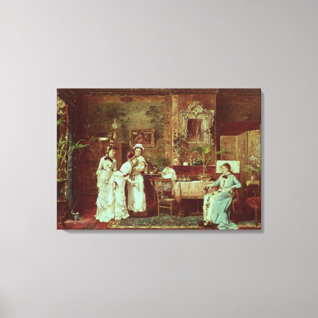 Besuch einer Neuen Mutter, 1879 (Öl auf Leinwand) Leinwanddruck (Vorderseite)