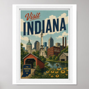 Besuch Indiana Reise Vintage Poster