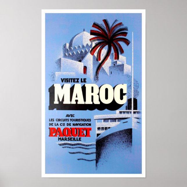 Besuch Marokko Jahrgang Reise Poster (Vorne)