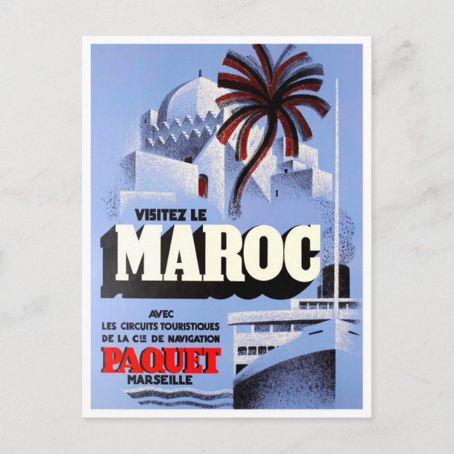 Besuch Marokko Jahrgang Reise Postkarte (Vorderseite)