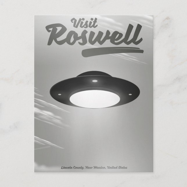 Besuch Roswell UFO Vintage Poster Postkarte (Vorderseite)