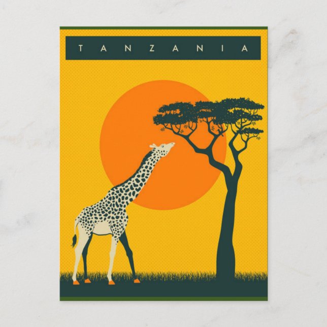 Besuch Tansania Vintage Reise Postkarte (Vorderseite)