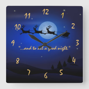 Besuch vom St. Nikolaus Nacht vor Weihnachten Quadratische Wanduhr