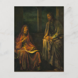 Besuch von Nicodemus zu Christus durch John La Far Postkarte