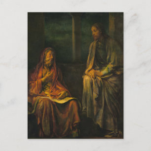 Besuch von Nicodemus zu Christus durch John La Far Postkarte