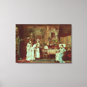 Besuch zu einer neuen Mutter, 1879 (Öl auf Leinwanddruck