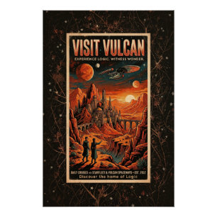 Besuche Vulcan - Retro Galaktisches Reiseplakat Poster