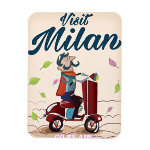 Besuchen Mailand Cartoon Vintage Reiseplakat Magnet