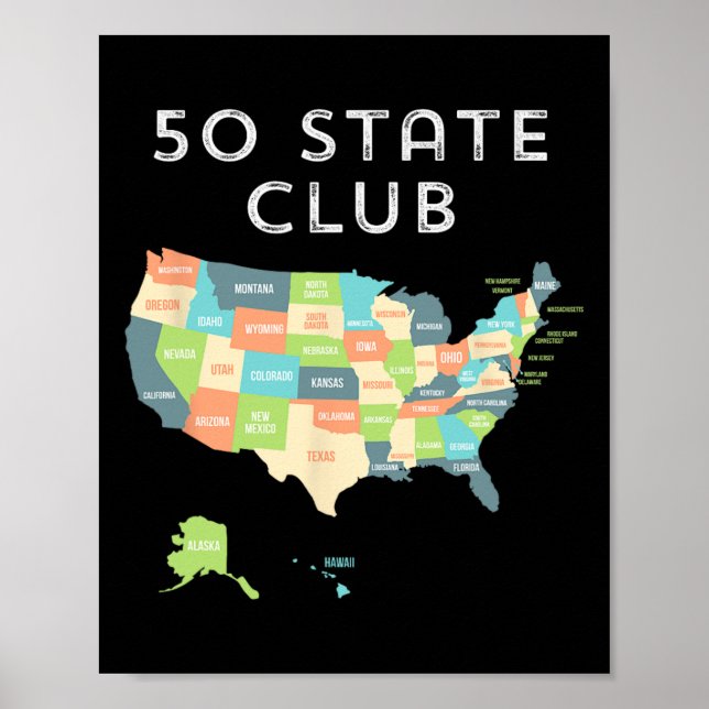 Besuchen Sie alle 50 Staaten Shirt Poster (Vorne)