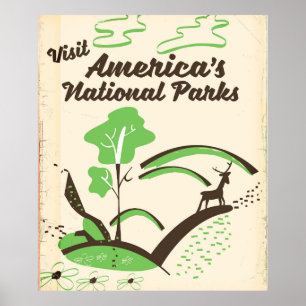 Besuchen Sie Amerikas Nationalparks Vintage Poster