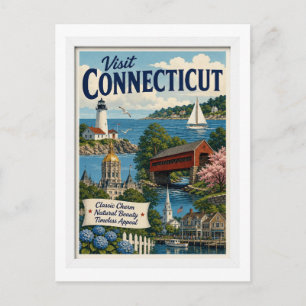 Besuchen Sie Connecticut Reise Vintage Postkarte