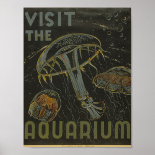 Besuchen Sie das Aquarium Vintag WPA Poster