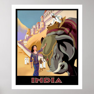 Besuchen Sie das farbenfrohe Indien Poster