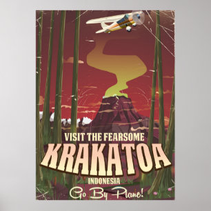 Besuchen Sie das Furcht erregende Krakatoa-Reisepo Poster
