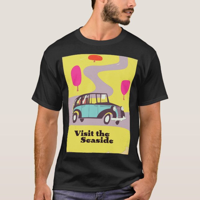 Besuchen Sie das Oldtimer-Poster der Seaside Vinta T-Shirt (Vorderseite)