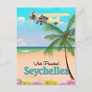 Besuchen Sie das Paradies! Seychellen Reiseplakat Postkarte