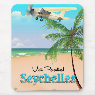 Besuchen Sie das Paradies! Seychelles Reiseplakat Mousepad